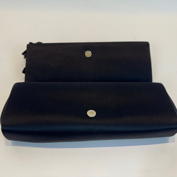 Gucci Black Satin Clutch with Floral Detail - Picture 12 of 16